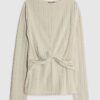 Beige Long Sleeve Twist Front Cosy Top