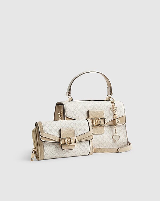Beige Monogram Mini Tote Bag Bundle