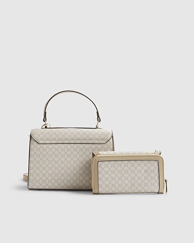 Beige Monogram Mini Tote Bag Bundle