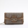 Beige Monogram Panelled Flap Purse