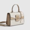 Beige Monogram Panelled Mini Tote Bag