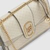 Beige Monogram Panelled Shoulder Bag