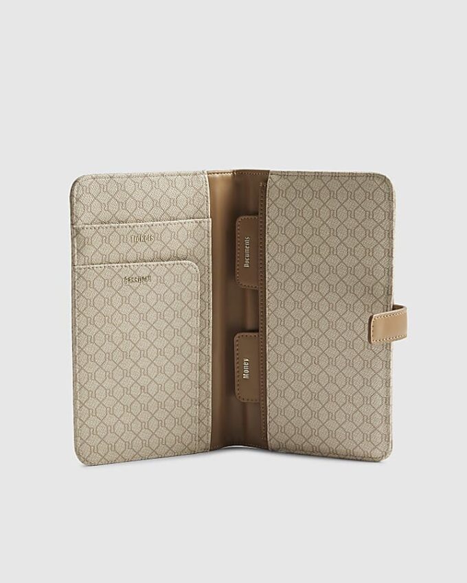 Beige Monogram Travel Wallet