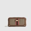 Beige Monogram Webbed Front Zip Around Purse
