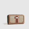 Beige Monogram Webbed Front Zip Around Purse