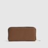 Beige Monogram Webbed Front Zip Around Purse
