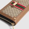 Beige Monogram Webbed Front Zip Around Purse