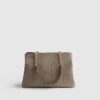Beige Monogram Webbing Front Chain Tote Bag