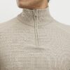 Beige Muscle Fit Brick Knitted Funnel Jumper