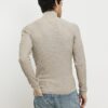 Beige Muscle Fit Brick Knitted Funnel Jumper