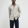 Beige Muscle Fit Pique Casual Shirt