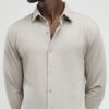 Beige Muscle Fit Pique Casual Shirt