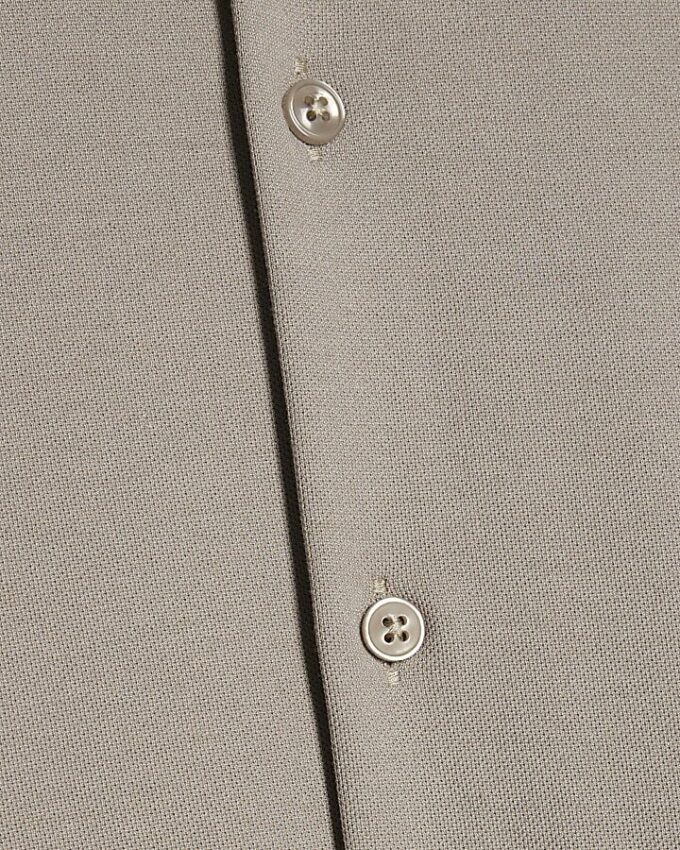 Beige Muscle Fit Pique Casual Shirt