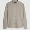 Beige Muscle Fit Pique Casual Shirt