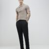 Beige Muscle Fit Rib Polo Shirt