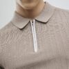 Beige Muscle Fit Rib Polo Shirt