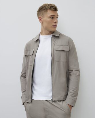 Beige Muscle Fit Shacket