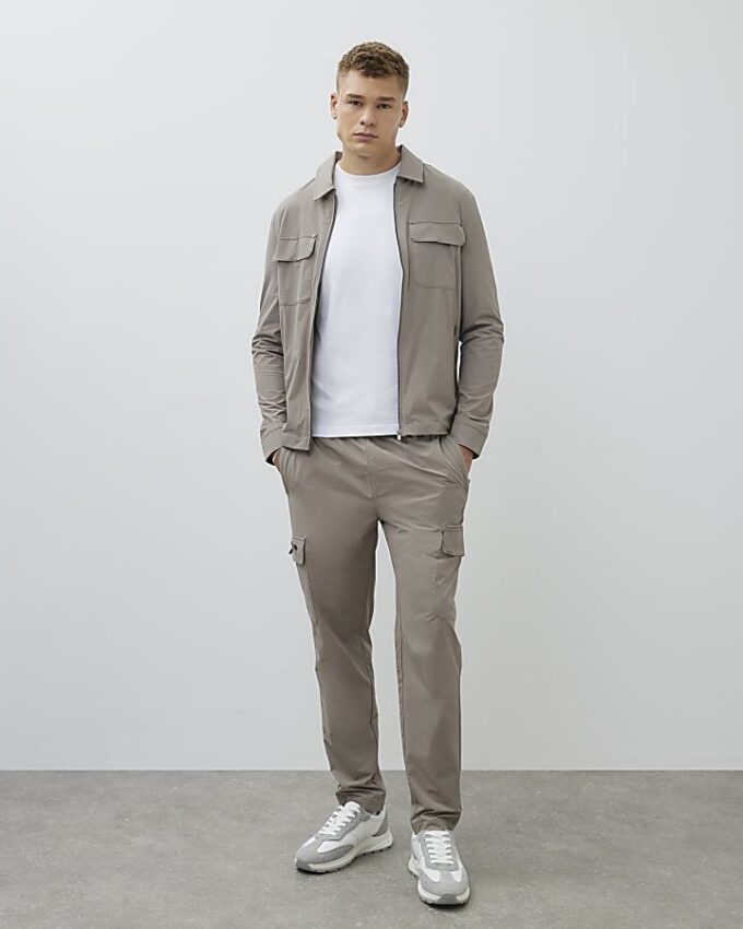 Beige Muscle Fit Shacket