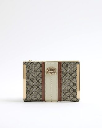 Beige Panelled Monogram Purse