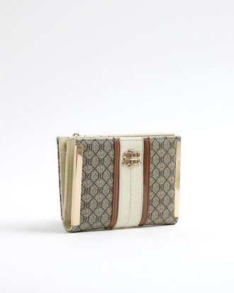 Beige Panelled Monogram Purse