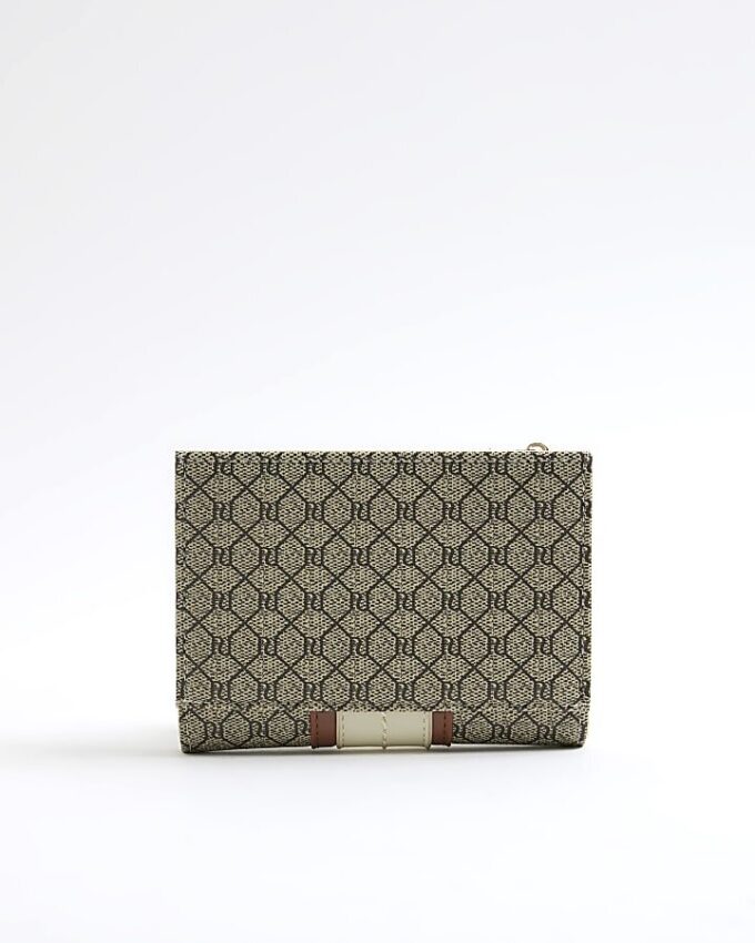 Beige Panelled Monogram Purse