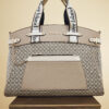 Beige Panelled RI Handle Tote Bag