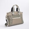 Beige Panelled RI Handle Tote Bag