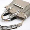 Beige Panelled RI Handle Tote Bag
