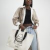 Beige Pocket Front Tote Bag