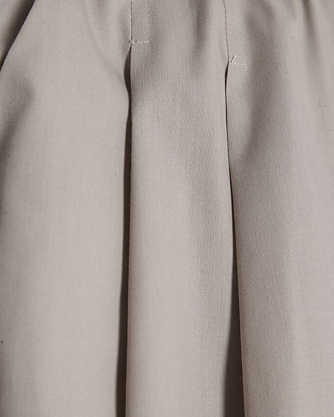 Beige Poplin Barrel Leg Trousers
