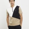 Beige Premium Slim Fit Colour Block Shirt