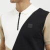 Beige Premium Slim Fit Colour Block Shirt