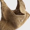 Beige Raffia Flap Front Shoulder Bag
