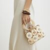 Beige Raffia Flower Basket Bag