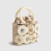Beige Raffia Flower Basket Bag