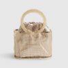 Beige Raffia Flower Basket Bag