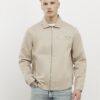 Beige Regular Fit Curved Hem Zip Overshirt