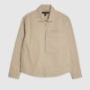 Beige Regular Fit Curved Hem Zip Overshirt