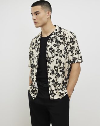 Beige Regular Fit Floral Shirt