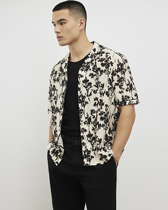 Beige Regular Fit Floral Shirt
