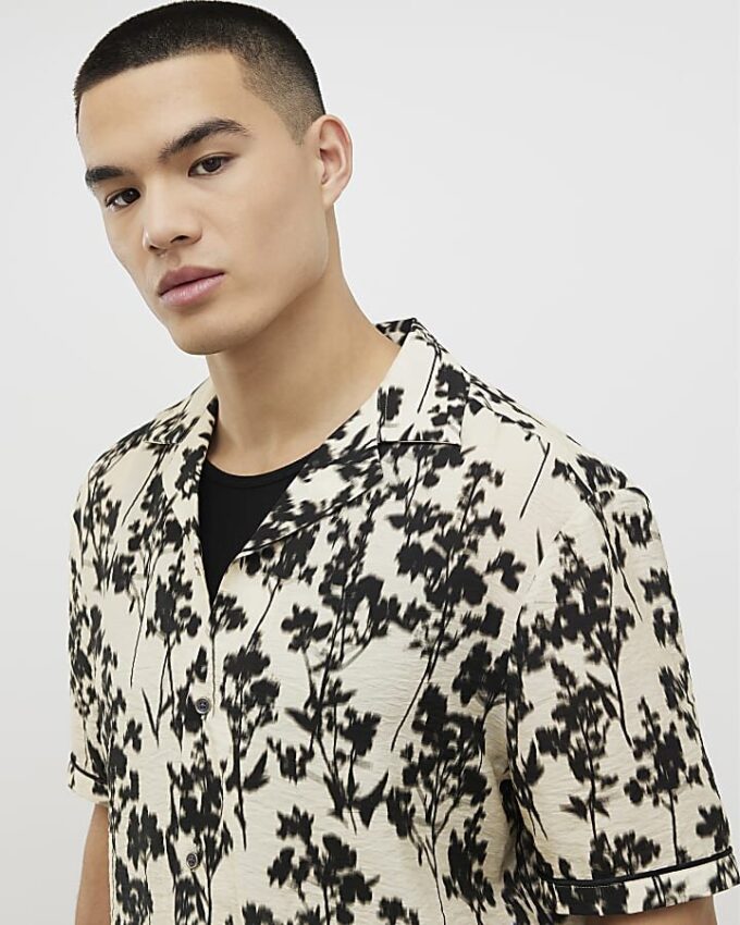 Beige Regular Fit Floral Shirt