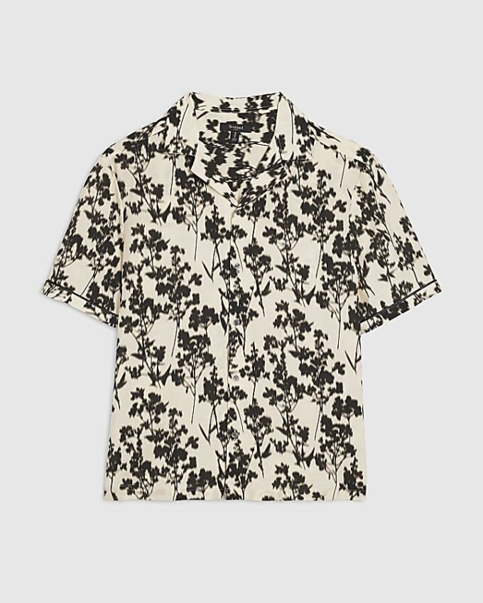 Beige Regular Fit Floral Shirt