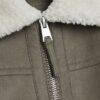 Beige regular fit nubuck shearling jacket