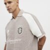 Beige Regular Fit Panelled Polo Shirt