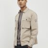 Beige Regular Fit Zipped Overshirt