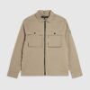 Beige Regular Fit Zipped Overshirt