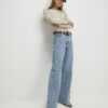 Beige Scallop Trim Long Sleeve Top