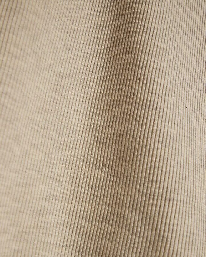 Beige Scallop Trim Long Sleeve Top