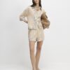 Beige Sequin Embellished Beach Shirt