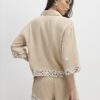 Beige Sequin Embellished Beach Shirt